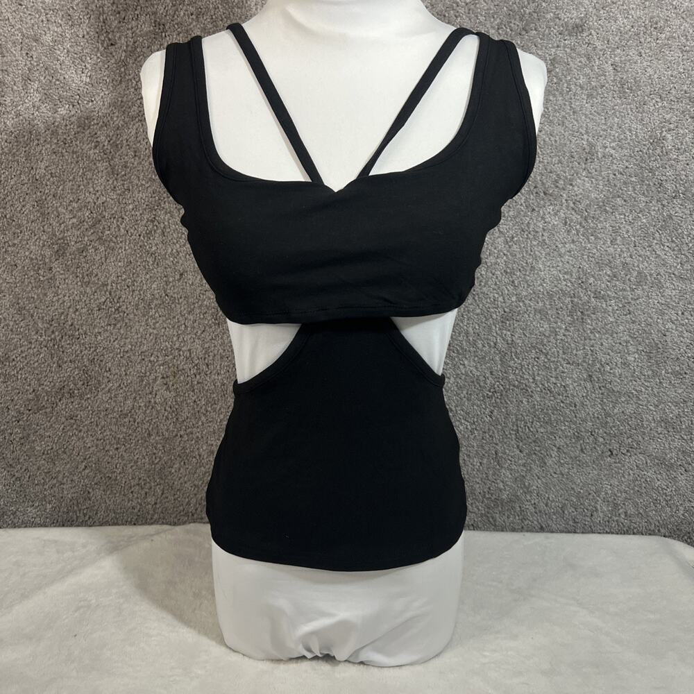 WeWoreWhat Womens Tank Top Black Cut Out Stretch Sleeveless Shirt Size XL